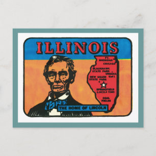 Illinois IL  State Label Briefkaart