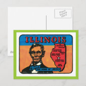 Illinois IL  State Label Briefkaart (Voorkant / Achterkant)