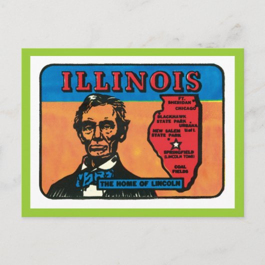 Illinois IL  State Label Briefkaart (Voorkant)