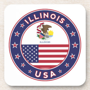Illinois, Illinois t-shirt, Illinois sticker; Bier Onderzetter