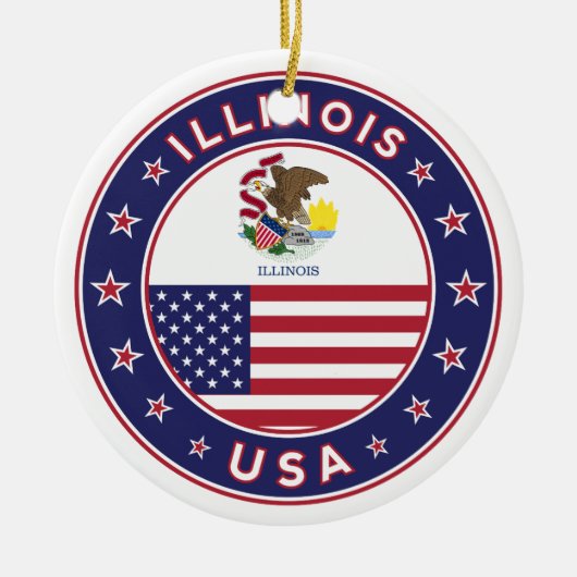 Illinois, Illinois t-shirt, Illinois sticker; Keramisch Ornament (Voorkant)