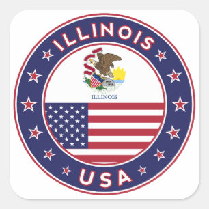 Illinois, Illinois t-shirt, Illinois sticker; Vierkante Sticker