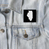 Illinois in wit en zwart vierkante button 5,1 cm (In situ)