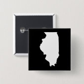Illinois in wit en zwart vierkante button 5,1 cm (Voorkant /achterkant)