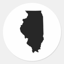 Illinois in zwart-wit ronde sticker