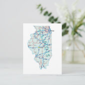 Illinois Interstate Map Briefkaart (Staand voorkant)