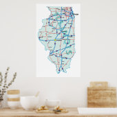 Illinois Interstate Map Print (Keuken)