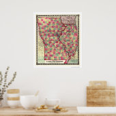 Illinois Iowa Missouri Railroad Map 1859 Poster (Keuken)