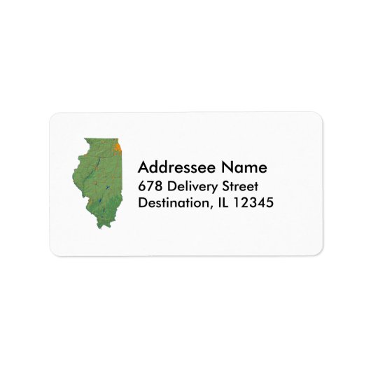 Illinois Kaart Adreslabel Etiket (Voorkant)