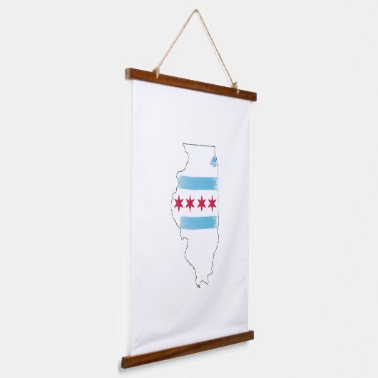 Illinois-kaart Hangend Wandkleed (Gebogen)