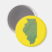 Illinois Kaart Magneet (Voorkant / Achterkant)