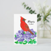 Illinois kardinaal Paarse houten viooltjes Briefkaart (Staand voorkant)