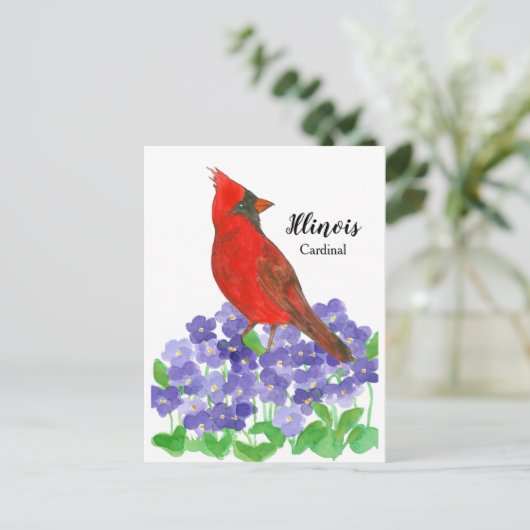 Illinois kardinaal Paarse houten viooltjes Briefkaart (Staand voorkant)