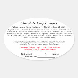 ILLINOIS Katoenlabel bakkerij (herzien) Ovale Sticker