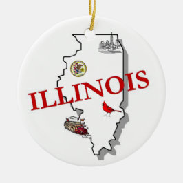 Illinois kerstboomversiering keramisch ornament