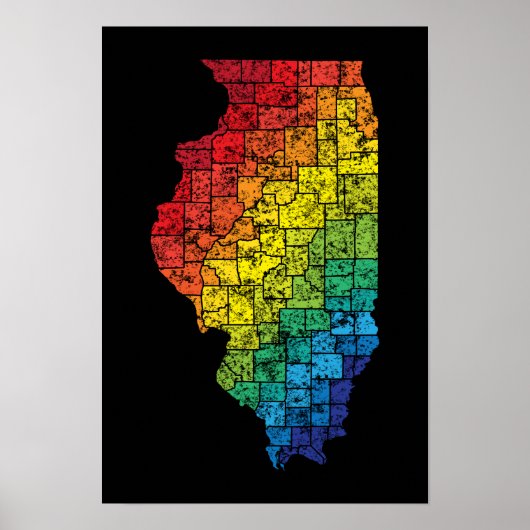 illinois kleurengraafschappen poster (Voorkant)