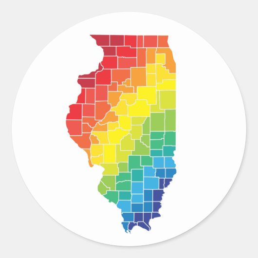 illinois kleurengraafschappen ronde sticker (Voorkant)