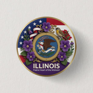 Illinois Land Of Lincoln Erfgoed ✦ Ronde Button 3,2 Cm
