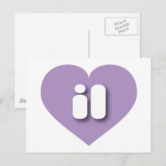 Illinois lavender hart - Ik hou van il Briefkaart (Voorkant / Achterkant)