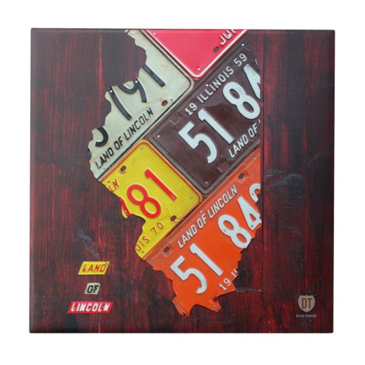 Illinois License Bord Map Ceramic Tile Tegeltje (Voorkant)
