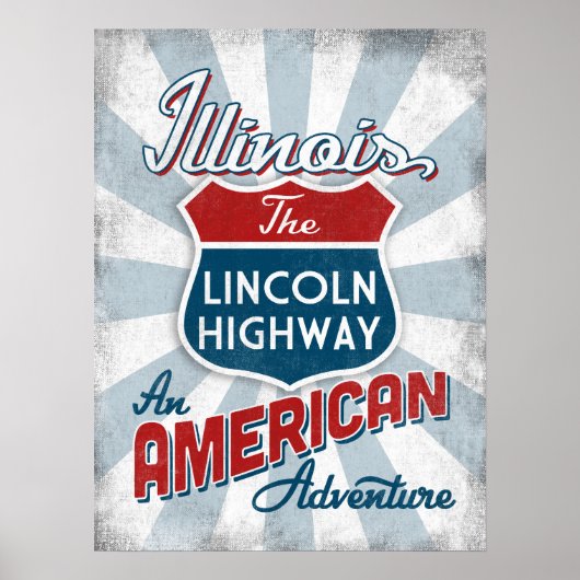 Illinois Lincoln Highway  America Poster (Voorkant)