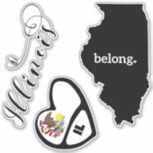 Illinois Love, 3 Design, Die Cut Stickers (Voorkant)