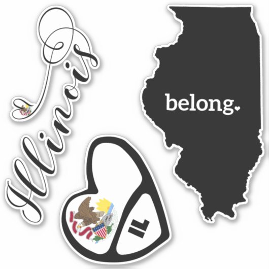 Illinois Love, 3 Design, Die Cut Stickers (Voorkant)