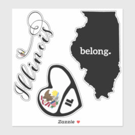 Illinois Love, 3 Design, Die Cut Stickers