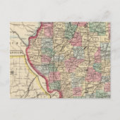 Illinois Map door Mitchell Briefkaart (Voorkant)