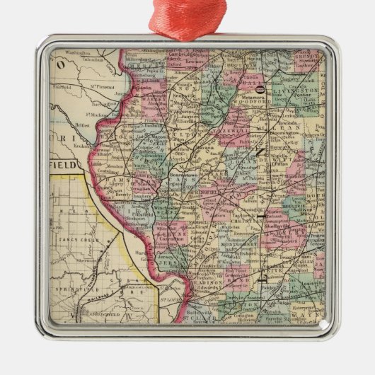 Illinois Map door Mitchell Metalen Ornament (Voorkant)