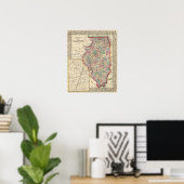 Illinois Map door Mitchell Poster (Thuiskantoor)