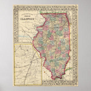 Illinois Map door Mitchell Poster