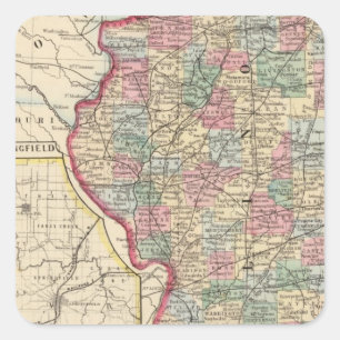 Illinois Map door Mitchell Vierkante Sticker