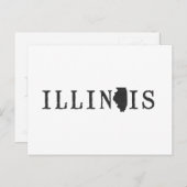 Illinois Map - Geschikt voor Letter State Word Art Briefkaart (Voorkant / Achterkant)