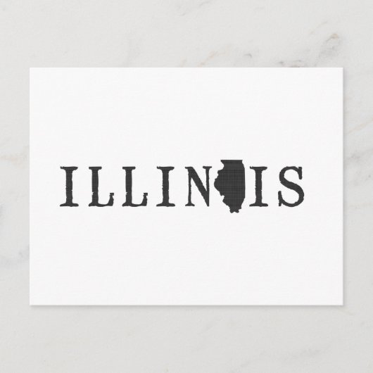 Illinois Map - Geschikt voor Letter State Word Art Briefkaart (Voorkant)