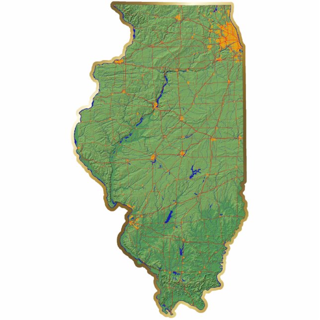 Illinois Map Magnet Fotobeeldje Magneet (Voorkant)
