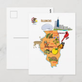 Illinois Map met toeristische bestemmingen Briefkaart (Voorkant / Achterkant)