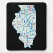 Illinois Map Mousepad Muismat (Voorkant)