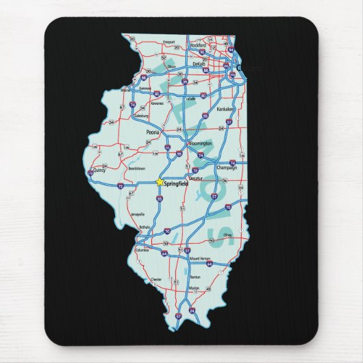 Illinois Map Mousepad Muismat (Voorkant)