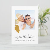 Illinois Map Wedding Save the Date Card (Staand voorkant)