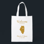 Illinois Map Wedding Welcome Bag, Hotel Guest Tas Boodschappentas<br><div class="desc">Het weekend van de bruiloft heet cadeautas voor gasten uit de stad voor je bruiloft,  met afbeelding van Illinois,  met hart dat je op de precieze locatie kunt plaatsen. Vul tas met je favoriete godies.</div>