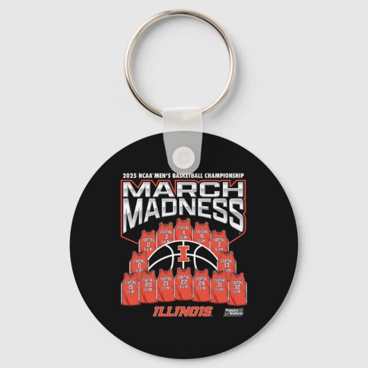Illinois March Madness 2025 Men's Sketll Nil  Sleutelhanger (Voorkant)