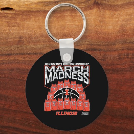 Illinois March Madness 2025 Men's Sketll Nil Sleutelhanger (Voorkant)