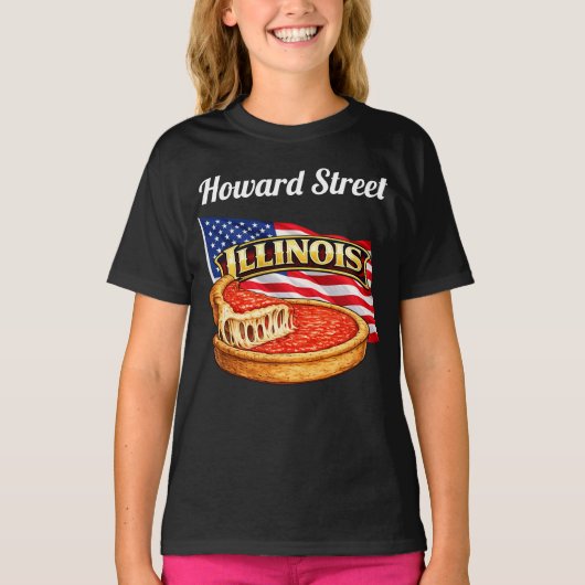 Illinois Meisjes Donkere T-Shirt (Voorkant)