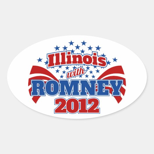 Illinois met Romney 2012 Ovale Sticker (Voorkant)