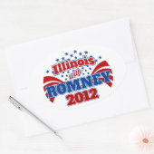 Illinois met Romney 2012 Ovale Sticker (Envelop)