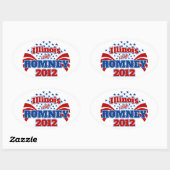Illinois met Romney 2012 Ovale Sticker (Vel)