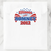 Illinois met Romney 2012 Ovale Sticker (Tas)