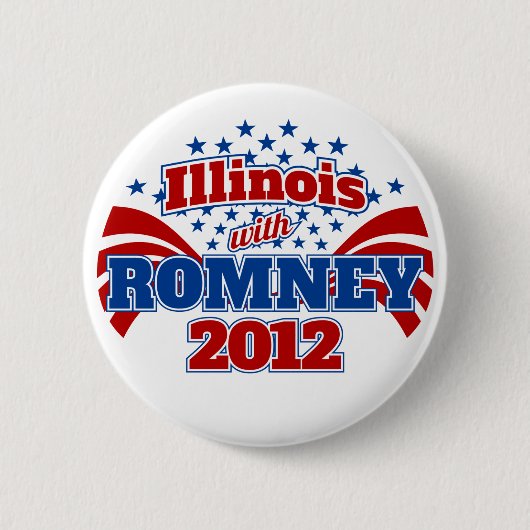 Illinois met Romney 2012 Ronde Button 5,7 Cm (Voorkant)