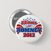 Illinois met Romney 2012 Ronde Button 5,7 Cm (Voorkant /achterkant)